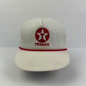 Vintage 90s Texaco Hat Cap‎ Snap Back Adjustable White USA Made Adult